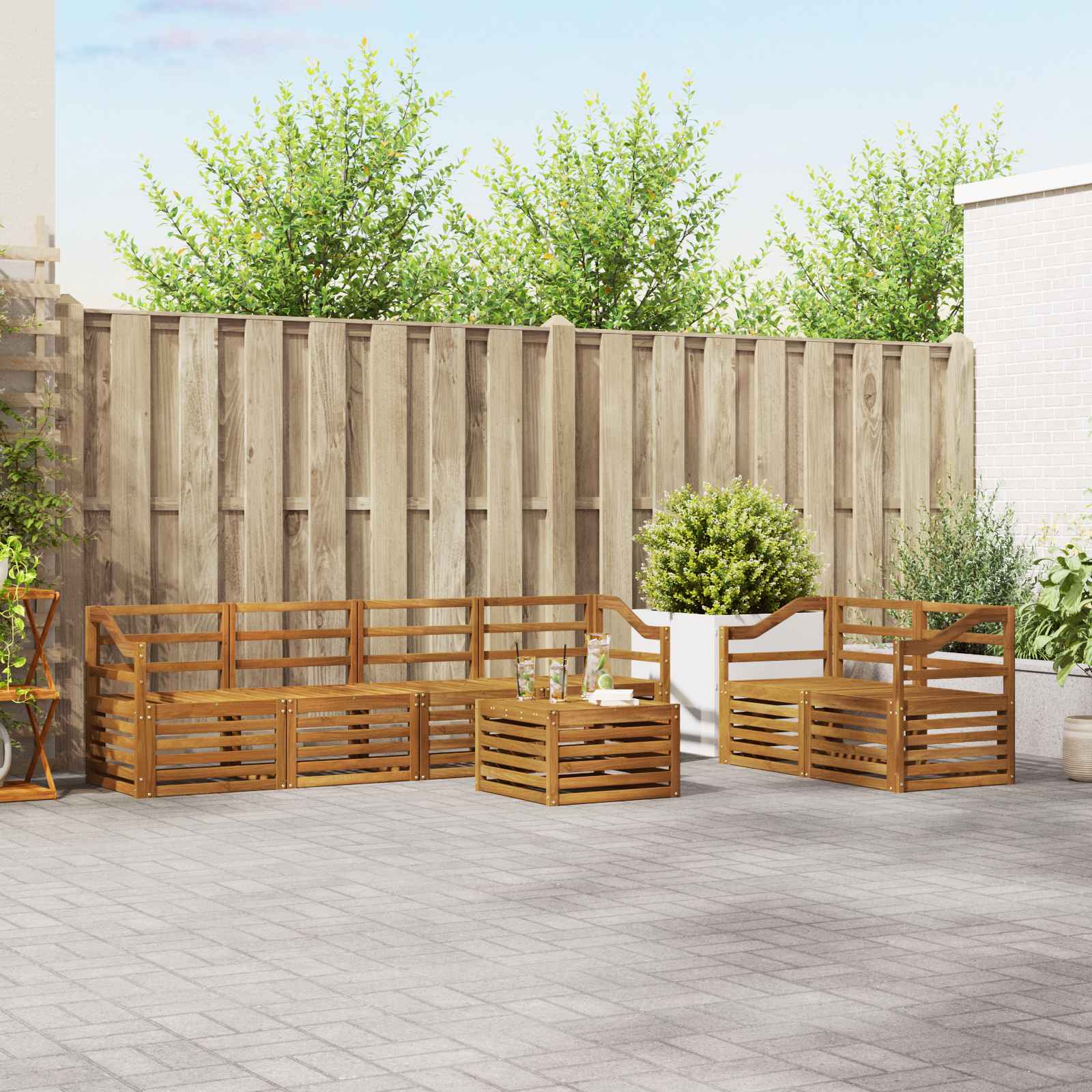 Outdoor-Sofagarnitur 7 pcs Natur Massivholz Akazie