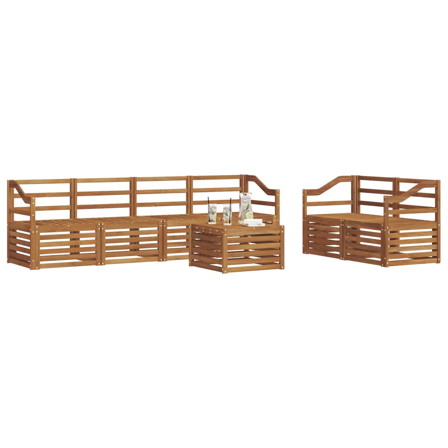 Outdoor-Sofagarnitur 7 pcs Natur Massivholz Akazie