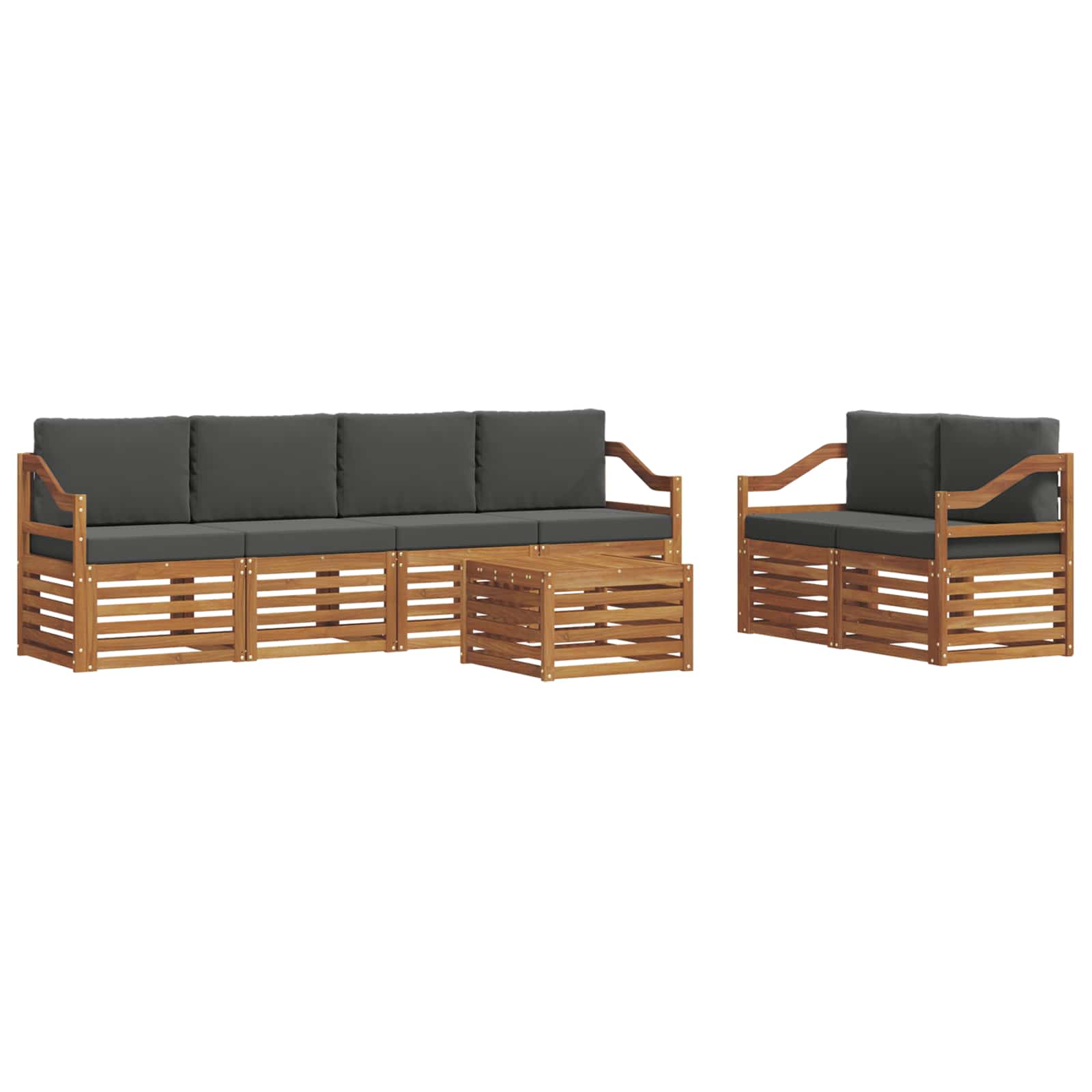 Outdoor-Sofagarnitur mit Kissen 7 pcs Natur und Anthrazit