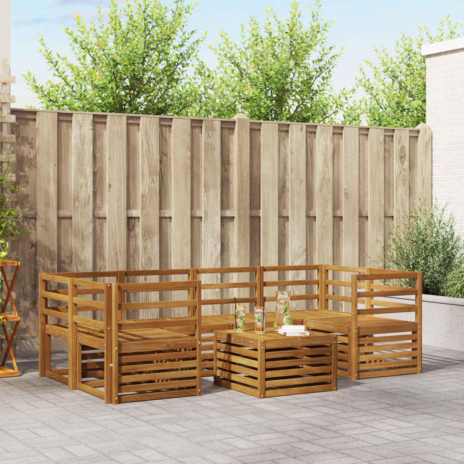 Outdoor-Sofagarnitur 7 pcs Natur Massivholz Akazie