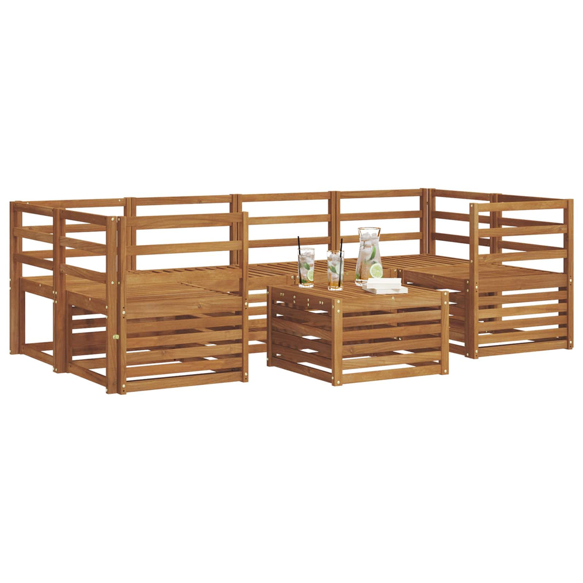 Outdoor-Sofagarnitur 7 stk. Natur Massivholz Akazie