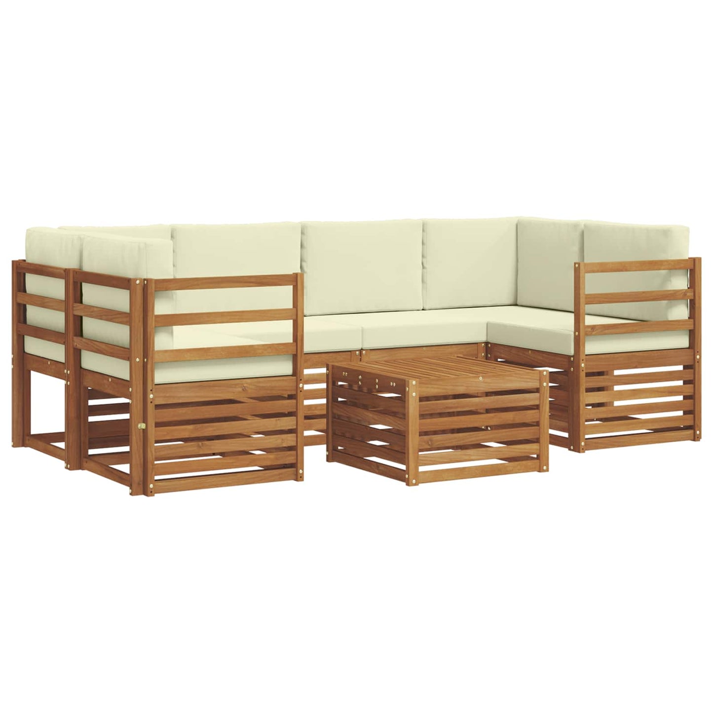 Outdoor-Sofagarnitur 7 pcs Natur und Creme Massivholz Akazie
