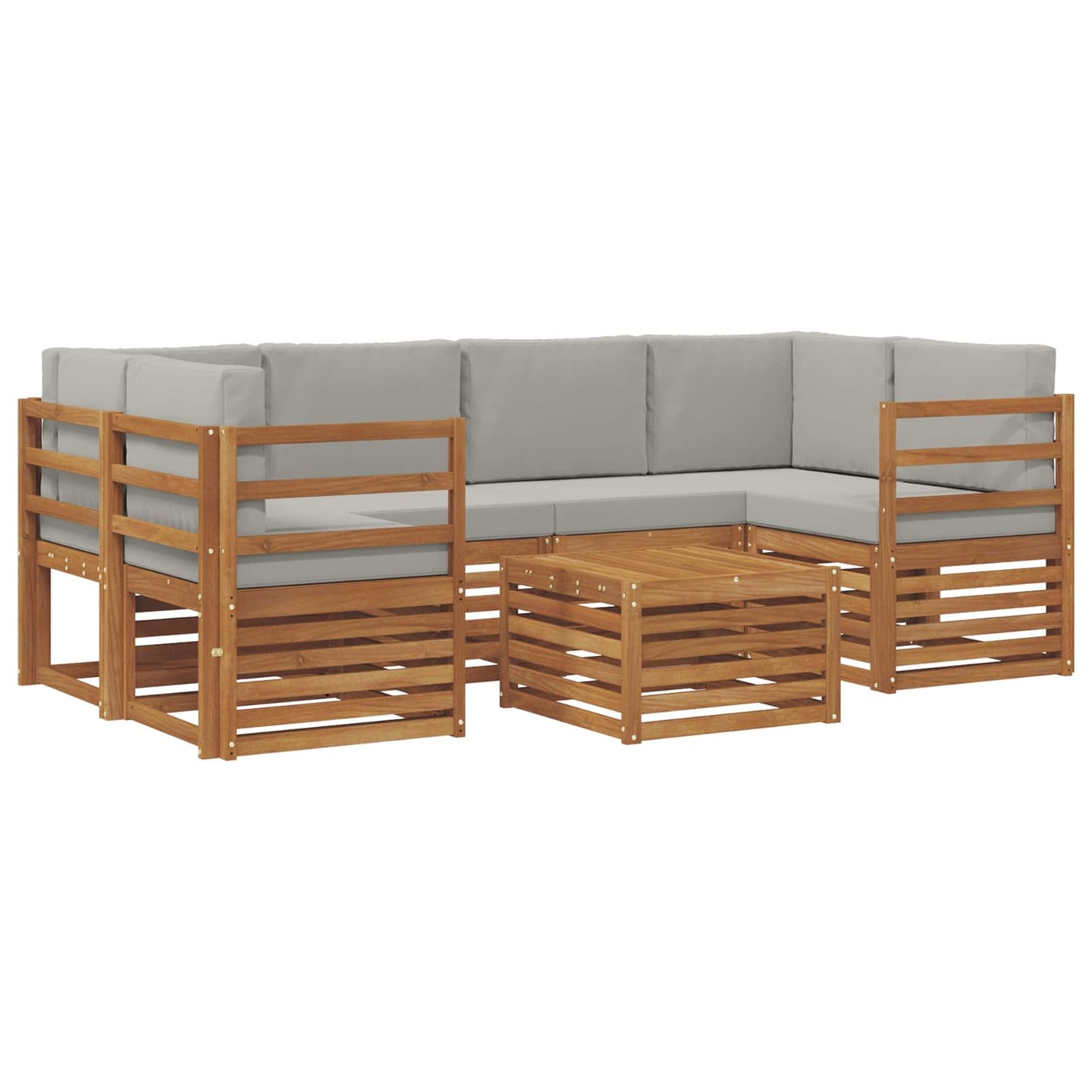 Outdoor-Sofagarnitur mit Kissen 7 pcs Natürlich und Hellgrau
