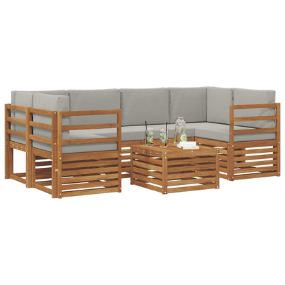 Outdoor-Sofagarnitur 7 stk. Natur und Hellgrau