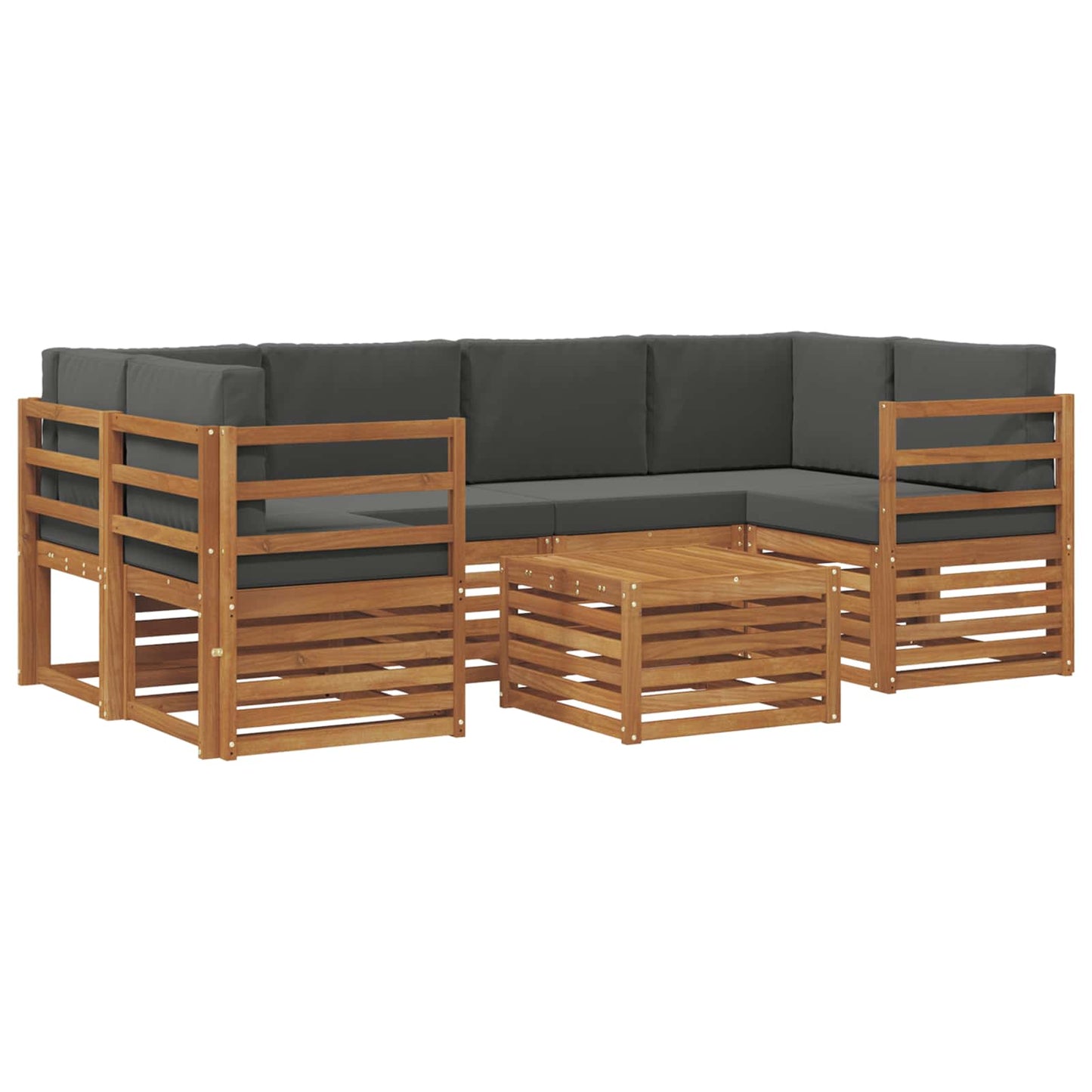 Outdoor-Sofagarnitur mit Kissen 7 pcs Natur und Anthrazit