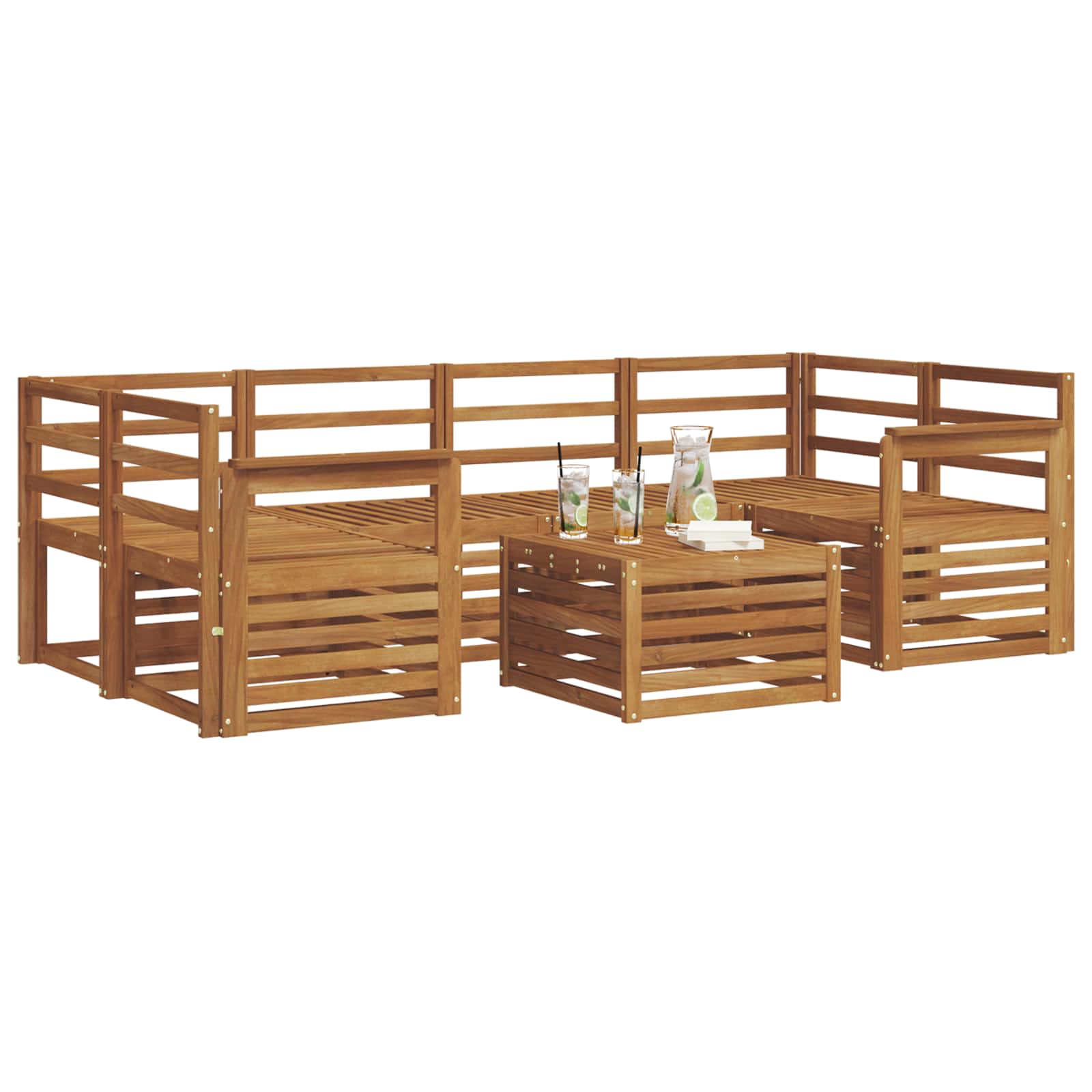 Outdoor-Sofagarnitur 7 pcs Natur Massivholz Akazie