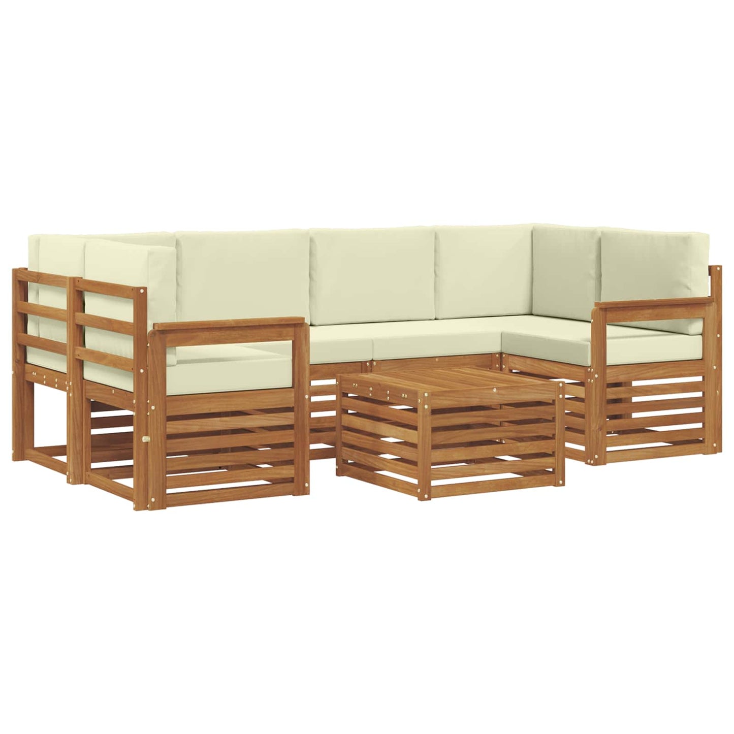 Outdoor-Sofagarnitur 7 pcs Natur und Creme Massivholz Akazie