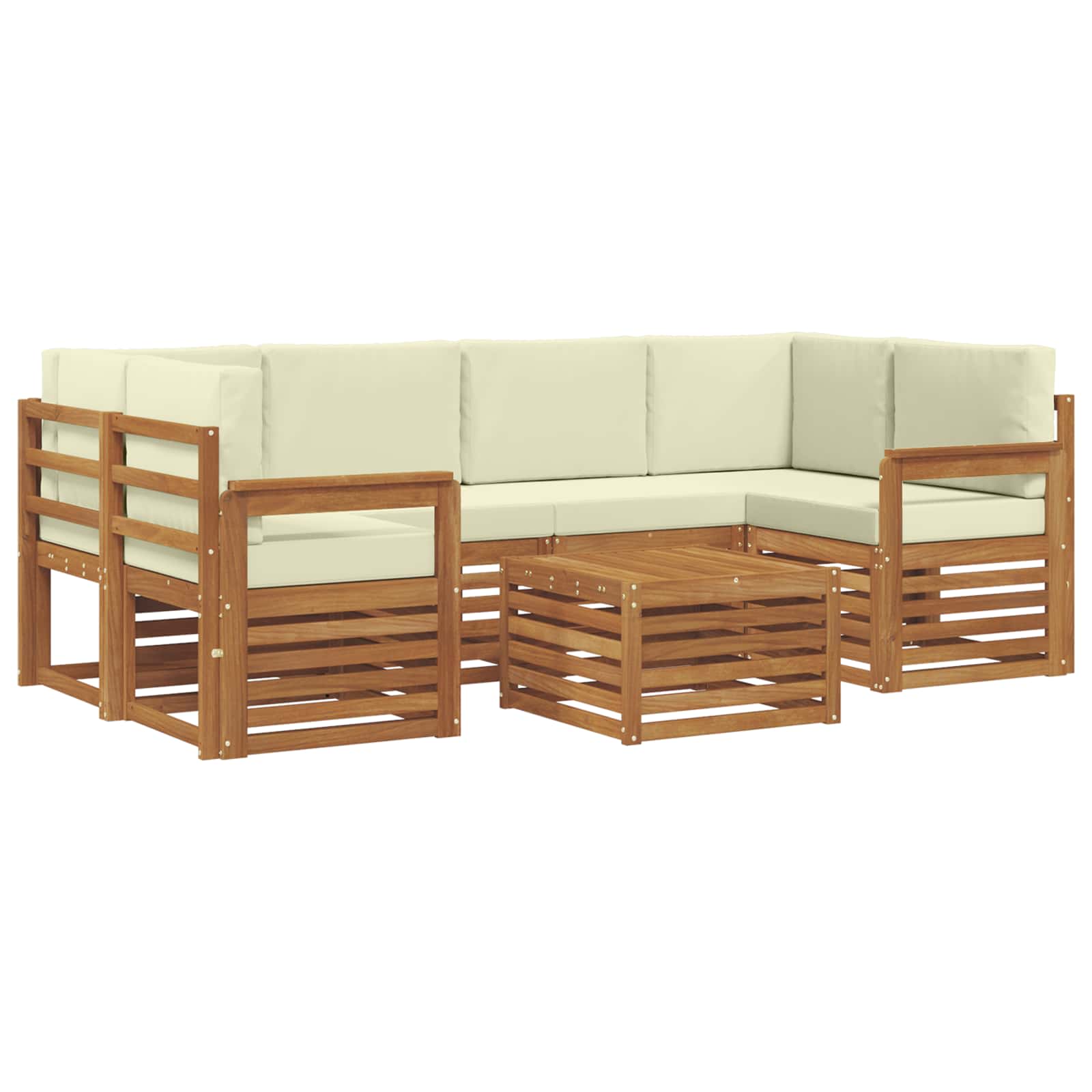 Outdoor-Sofagarnitur 7 pcs Natur und Creme Massivholz Akazie