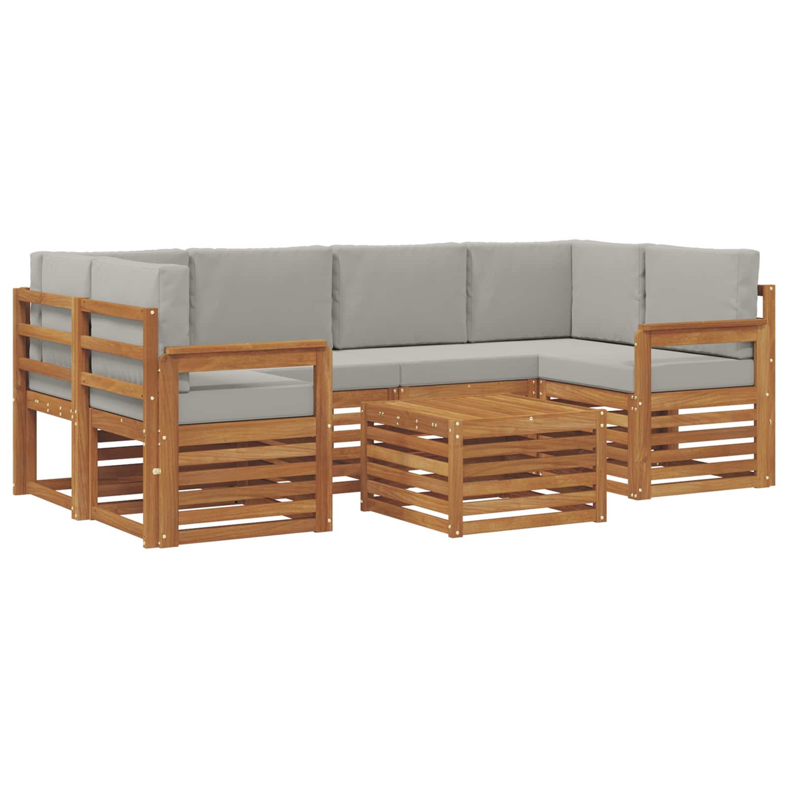 Outdoor-Sofagarnitur mit Kissen 7 pcs Natürlich und Hellgrau