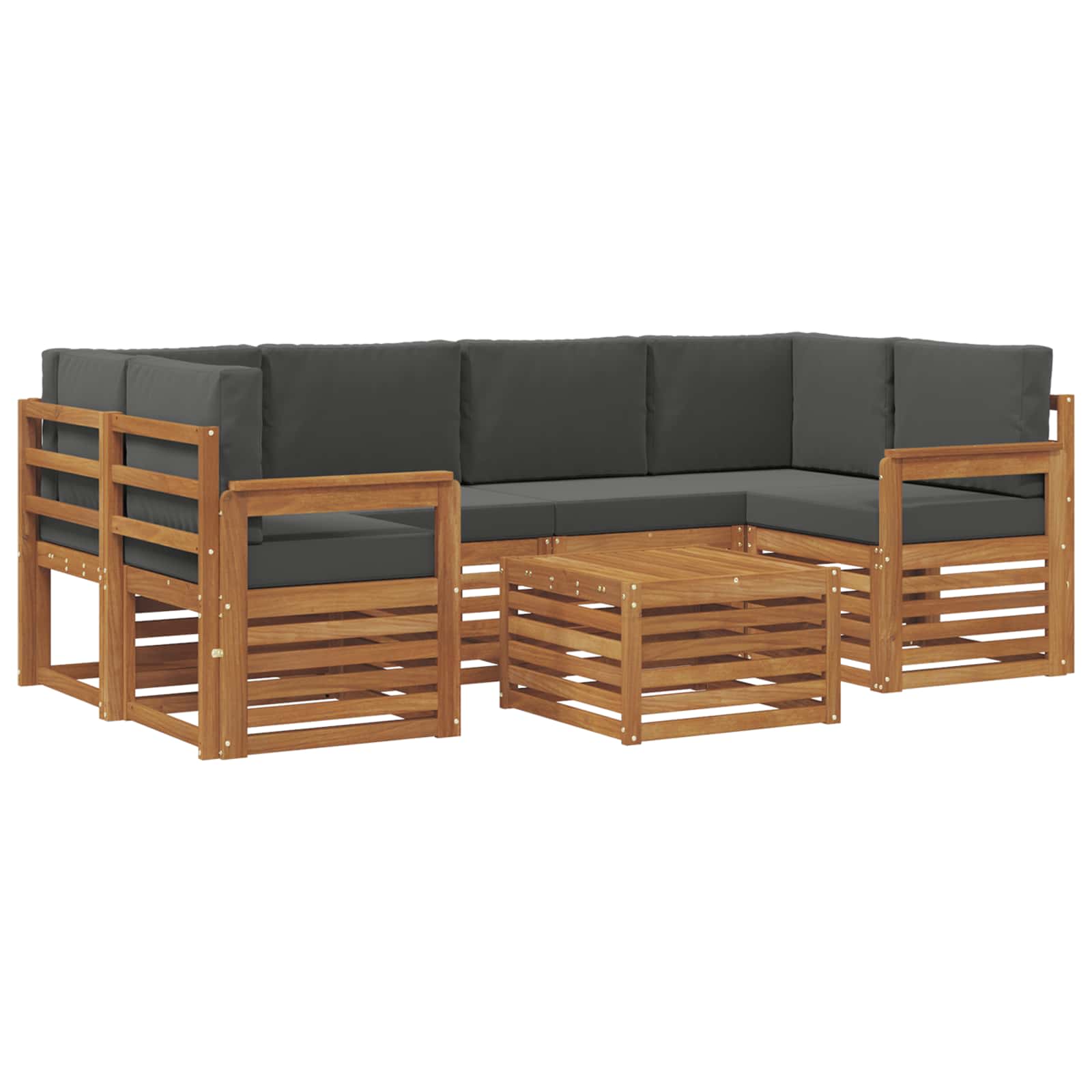 Outdoor-Sofagarnitur 7 stk. Natur und Anthrazit