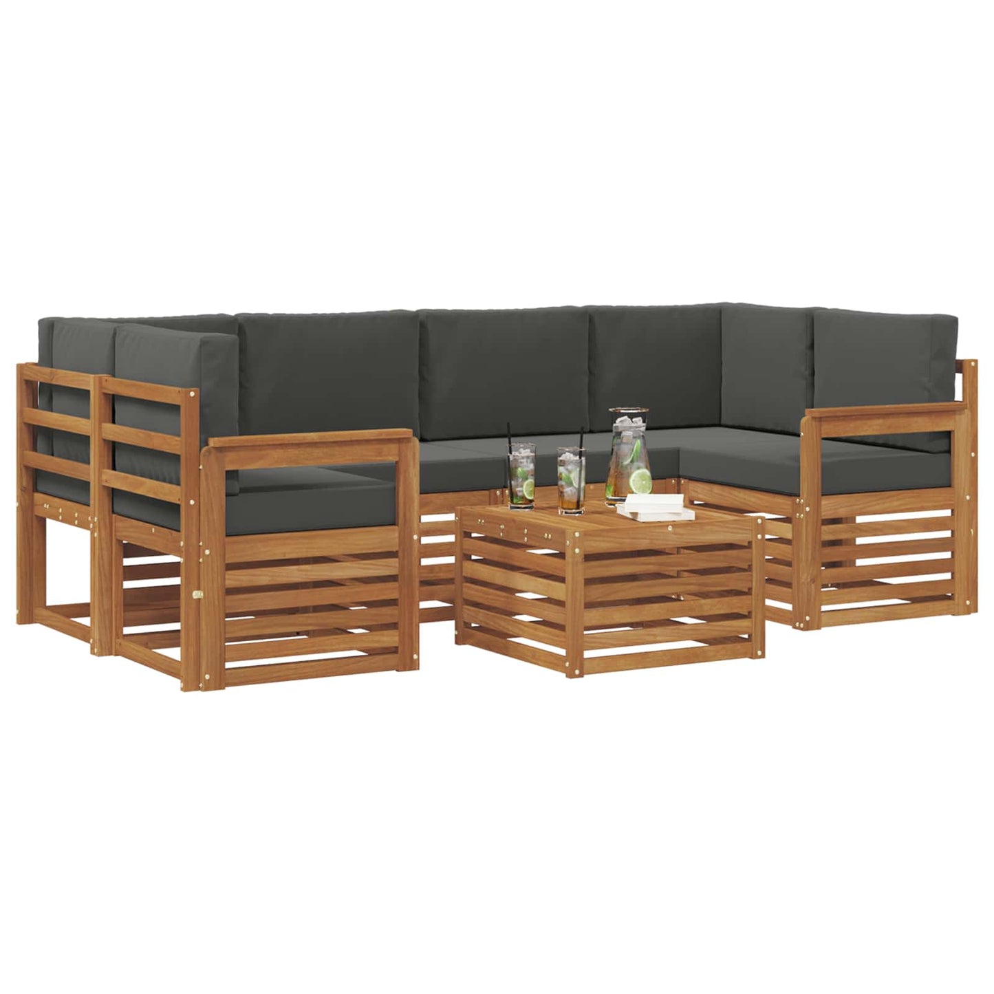 Outdoor-Sofagarnitur 7 stk. Natur und Anthrazit