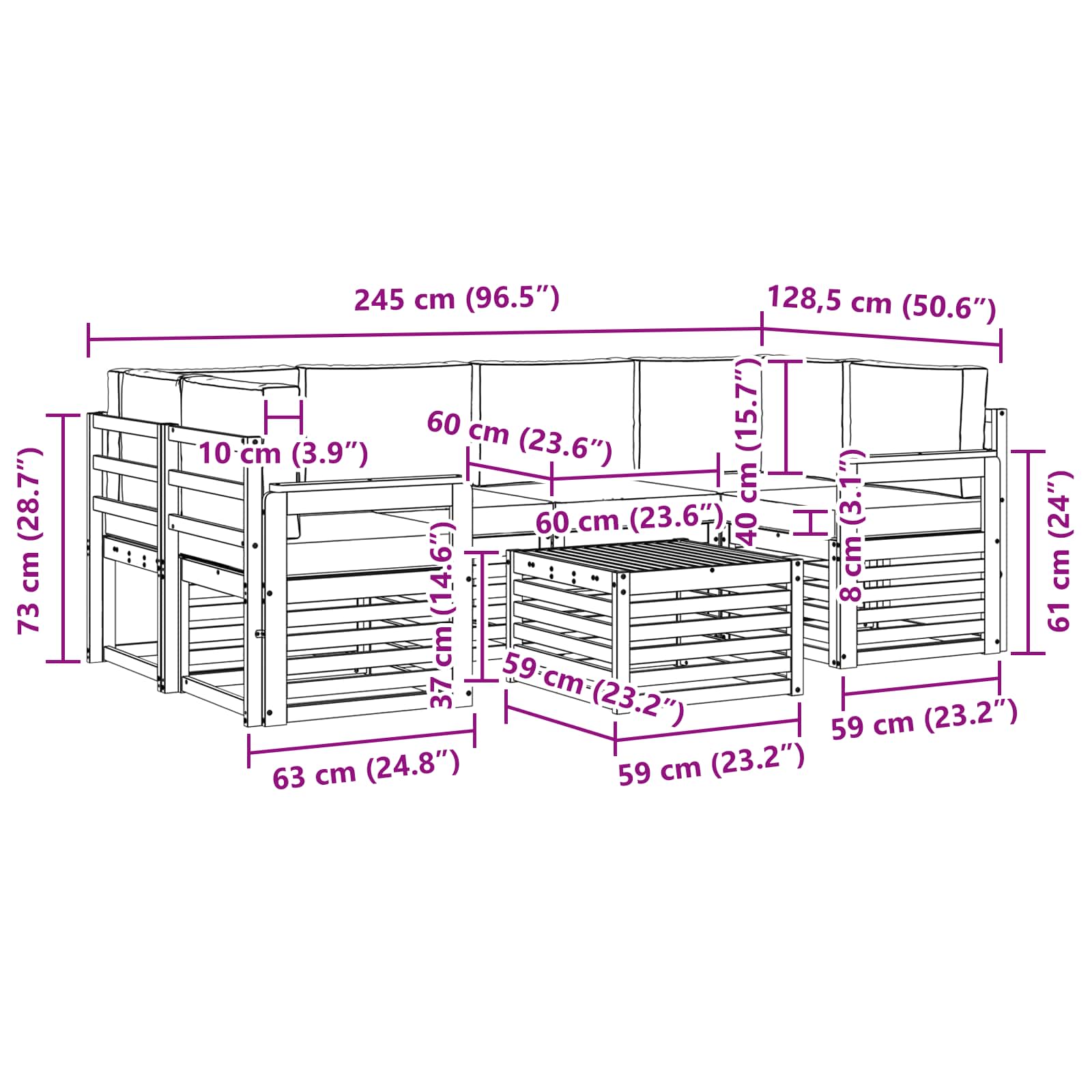 Outdoor-Sofagarnitur 7 stk. Natur und Anthrazit