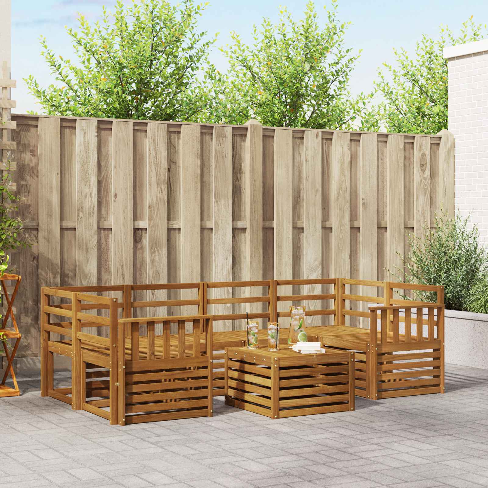 Outdoor-Sofagarnitur 7 pcs Natur Massivholz Akazie