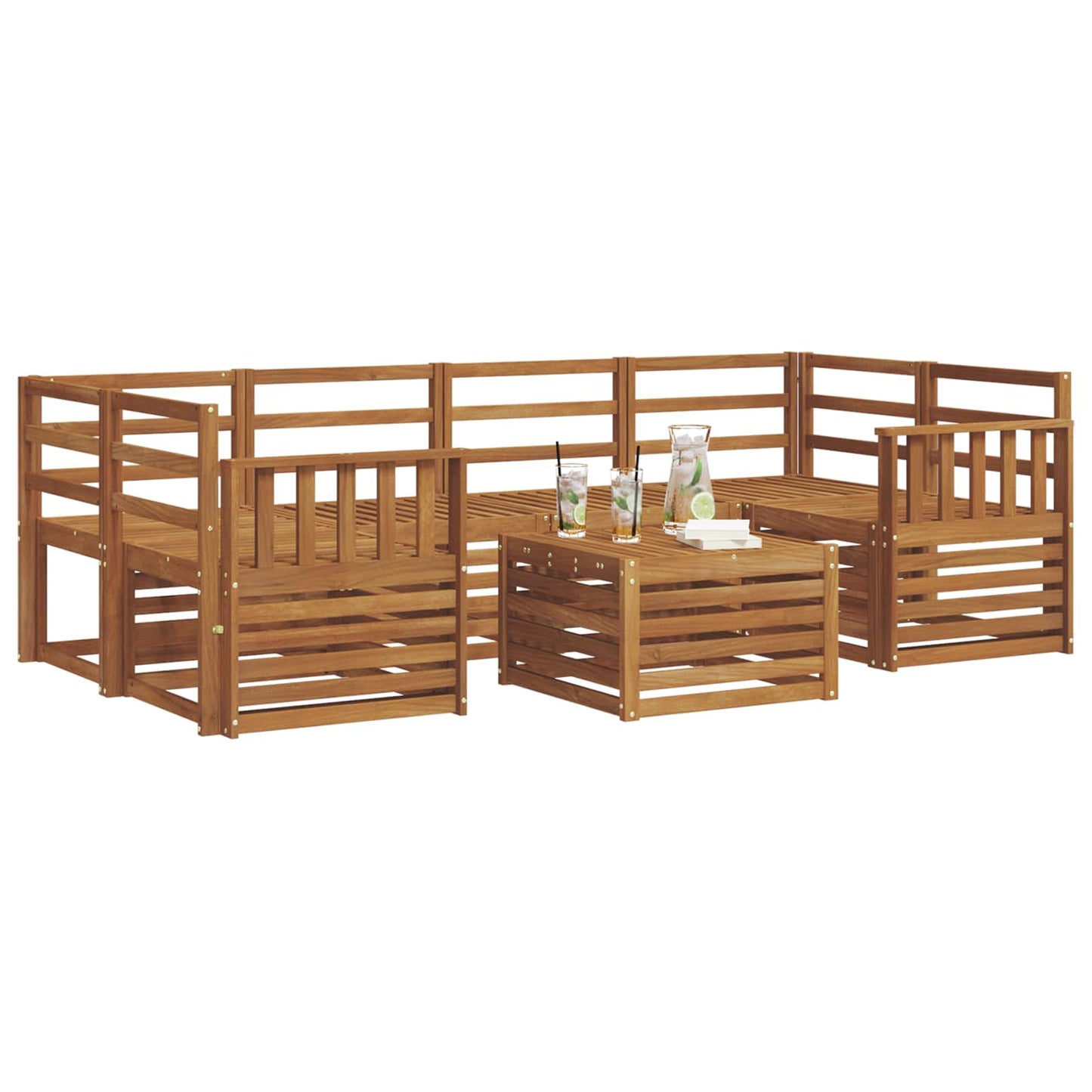 Outdoor-Sofagarnitur 7 pcs Natur Massivholz Akazie
