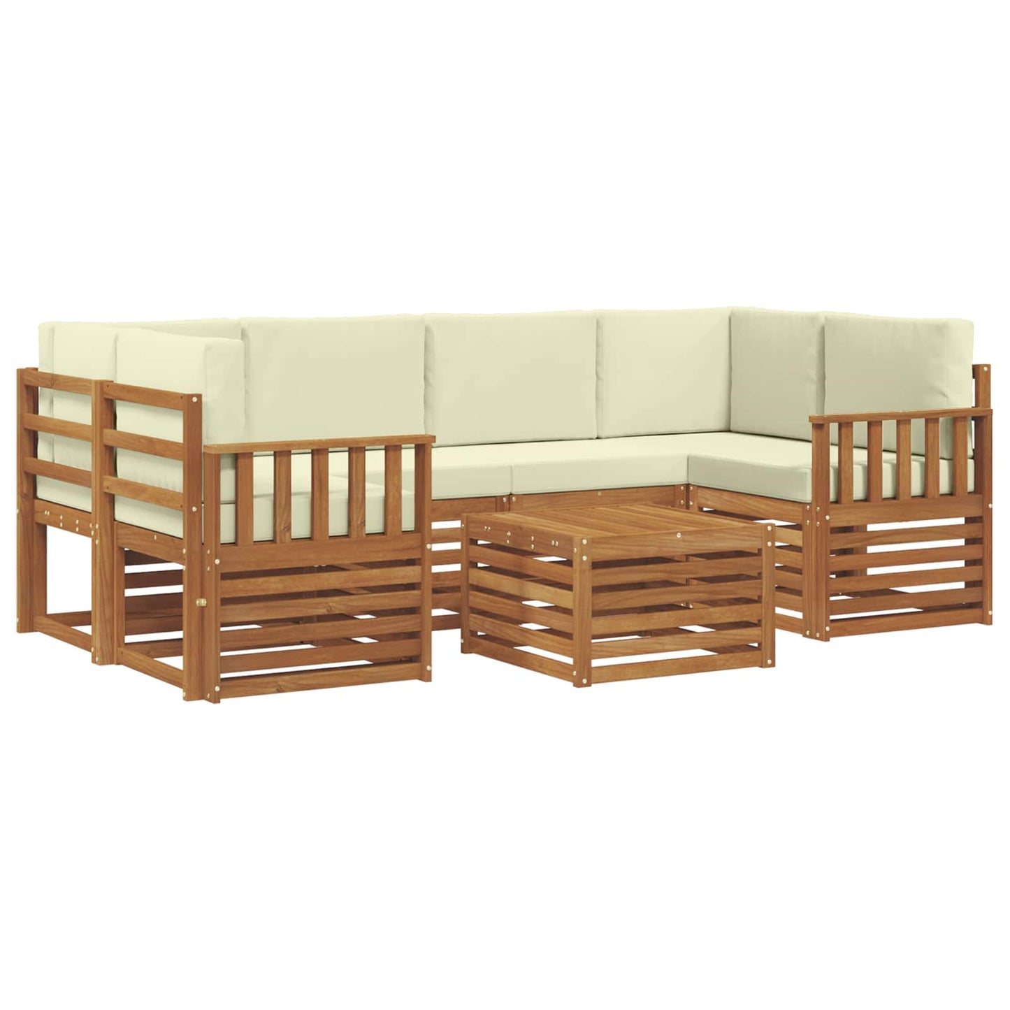 Outdoor-Sofagarnitur 7 pcs Natur und Creme Massivholz Akazie