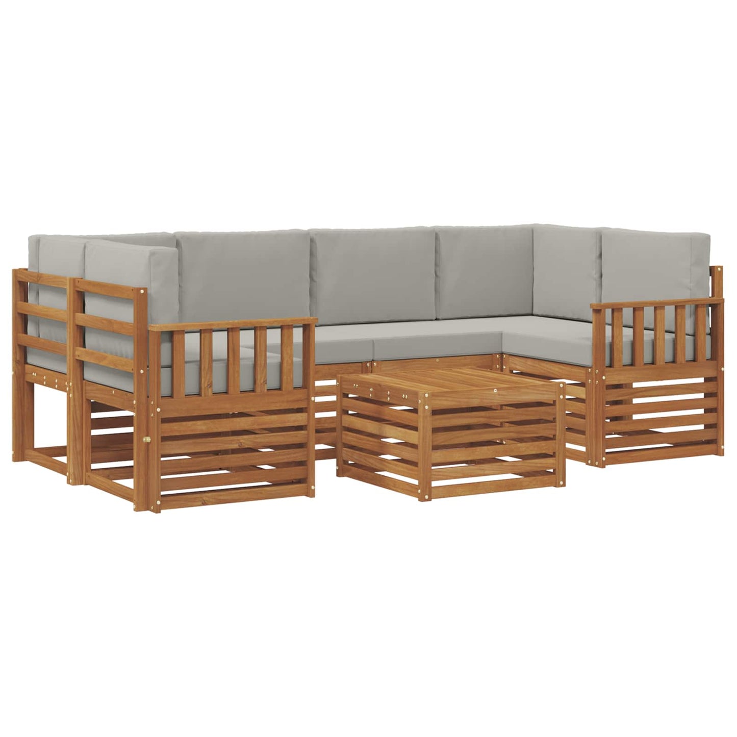 Outdoor-Sofagarnitur mit Kissen 7 pcs Natürlich und Hellgrau
