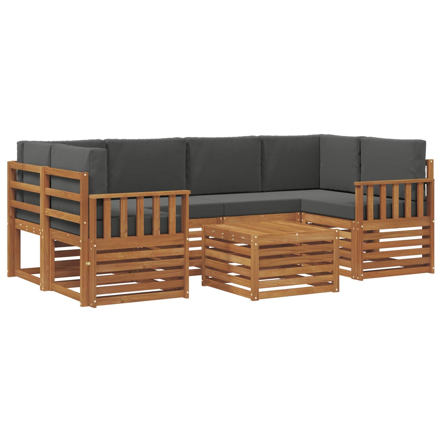 Outdoor-Sofagarnitur 7 stk. Natur und Anthrazit