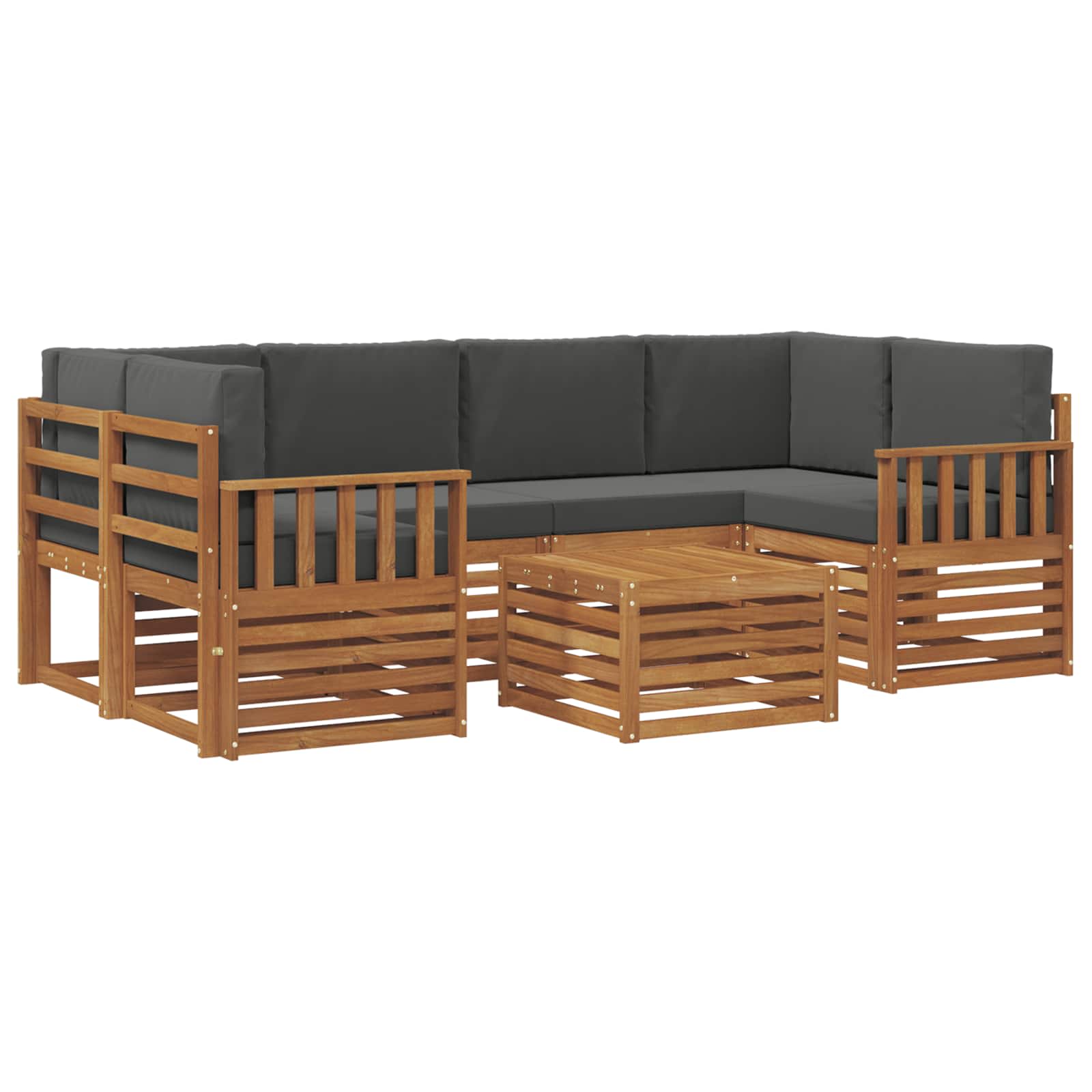 Outdoor-Sofagarnitur 7 stk. Natur und Anthrazit