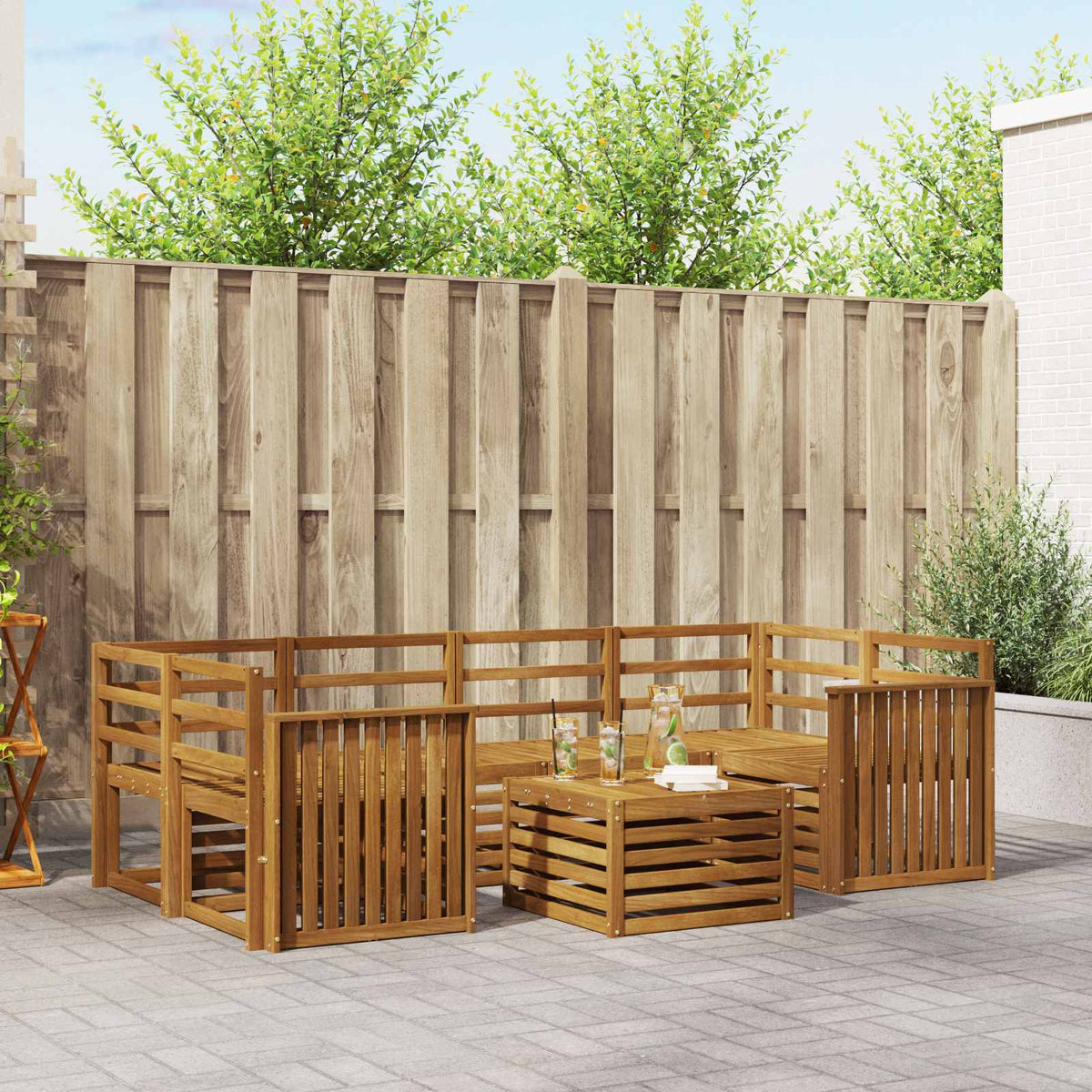 Outdoor-Sofagarnitur 7 stk. Natur Massivholz Akazie