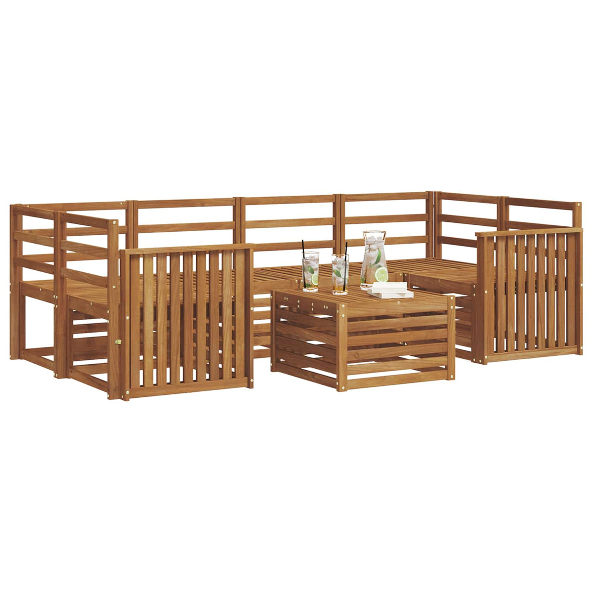 Outdoor-Sofagarnitur 7 stk. Natur Massivholz Akazie