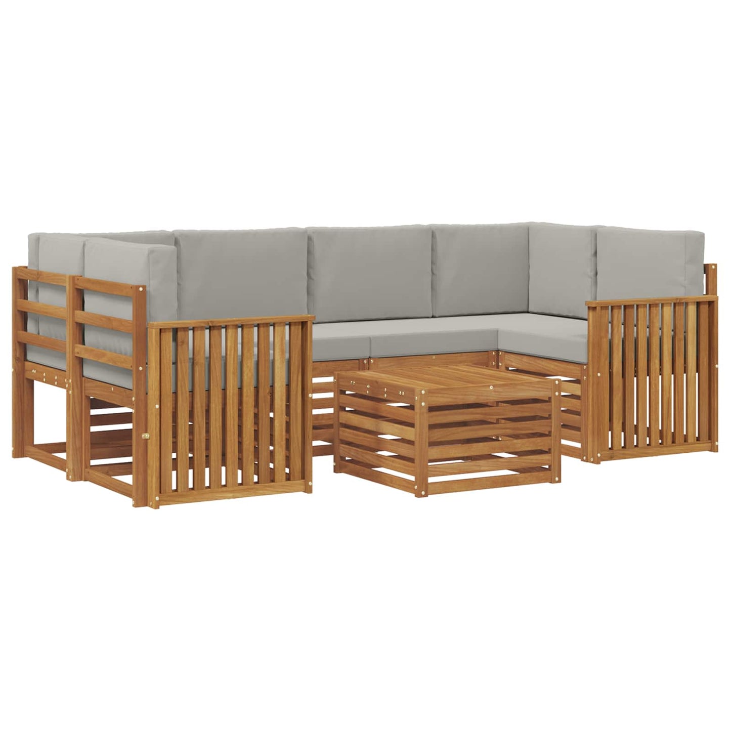 Outdoor-Sofagarnitur mit Kissen 7 pcs Natürlich und Hellgrau