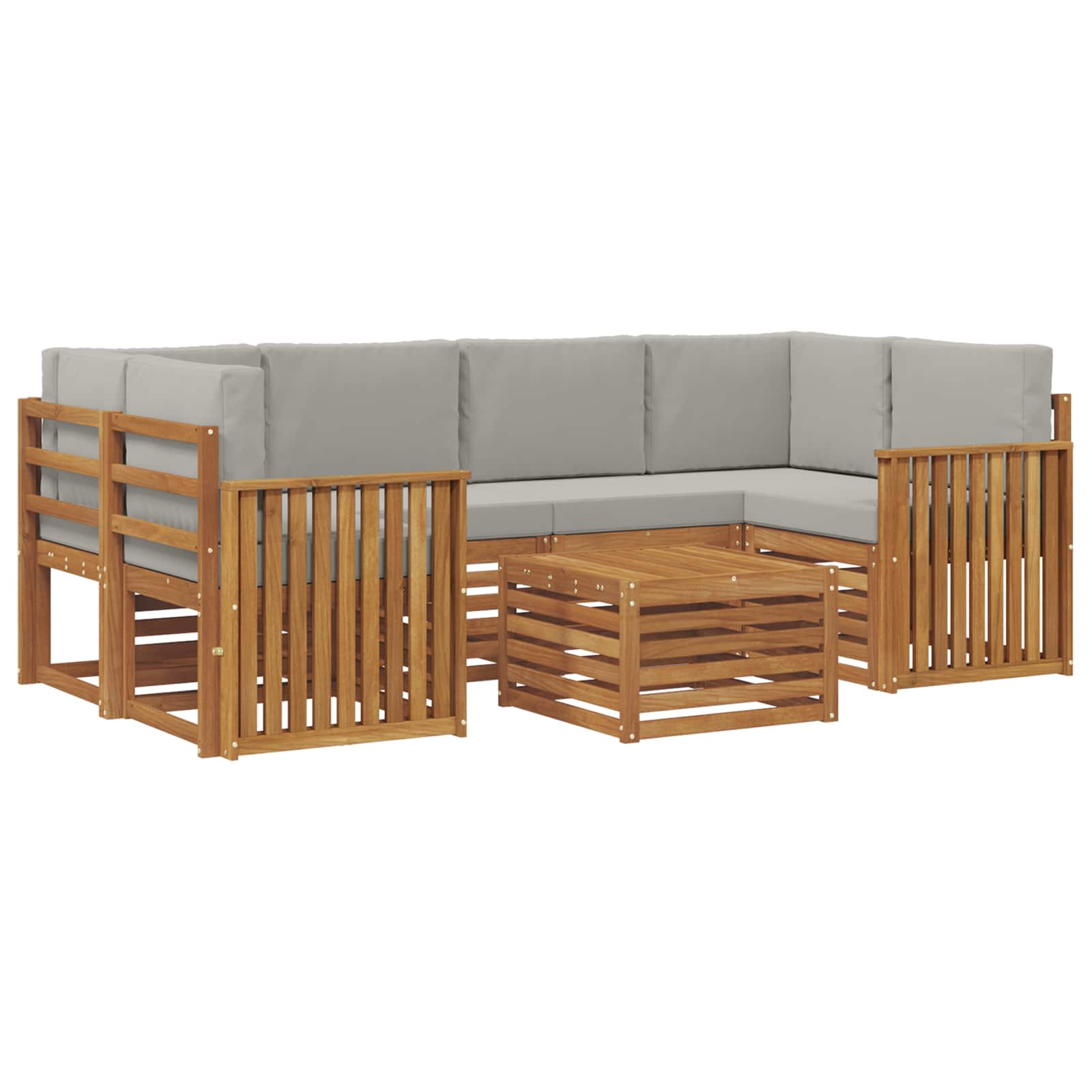 Outdoor-Sofagarnitur mit Kissen 7 pcs Natürlich und Hellgrau