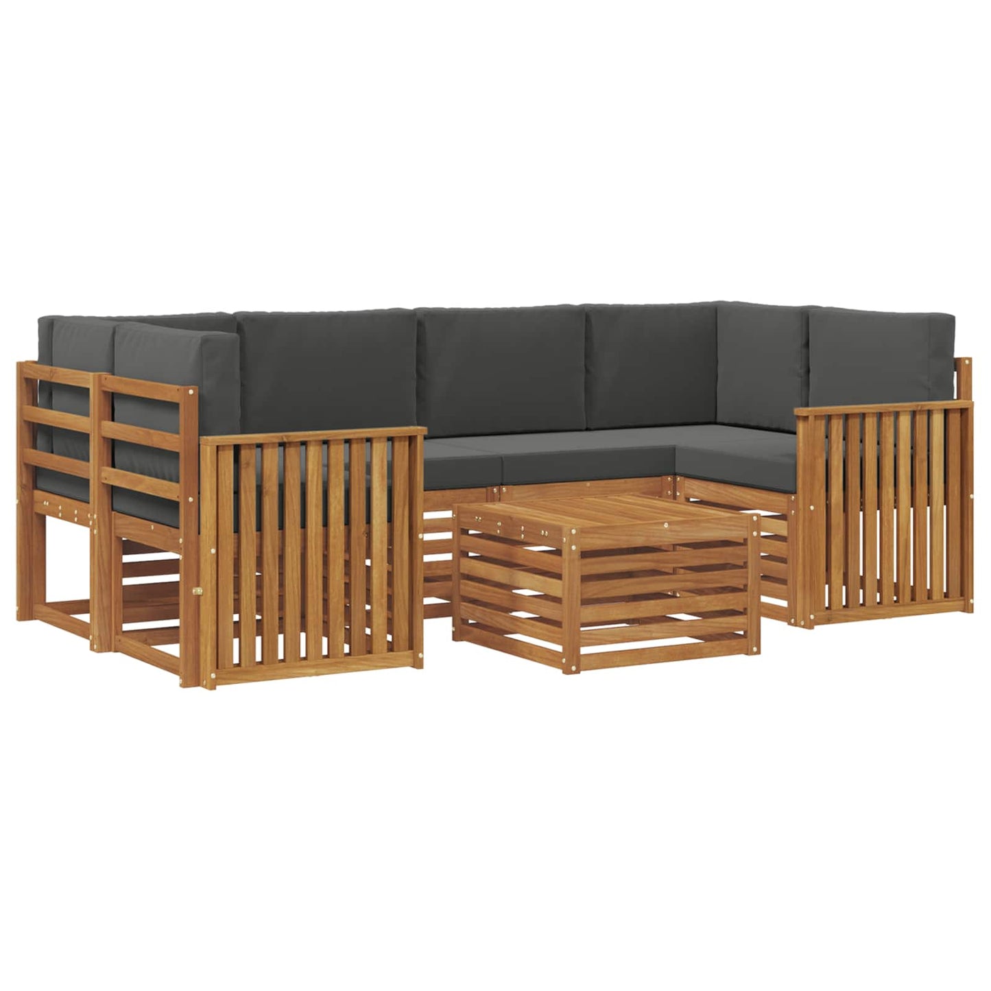 Outdoor-Sofagarnitur 7 stk. Natur und Anthrazit