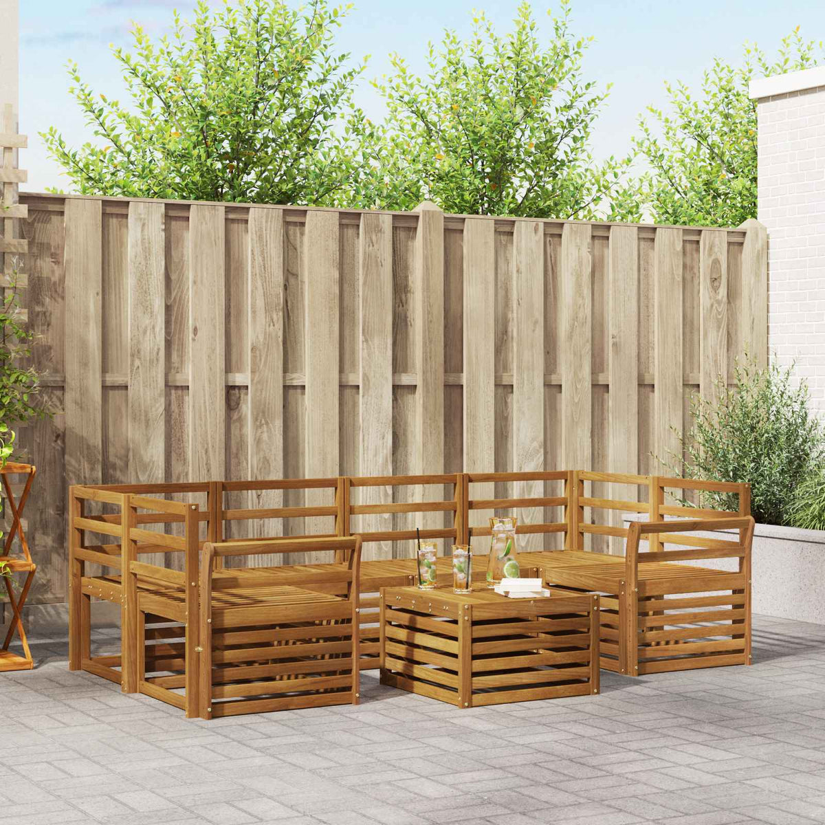 Outdoor-Sofagarnitur 7 stk. Natur Massivholz Akazie