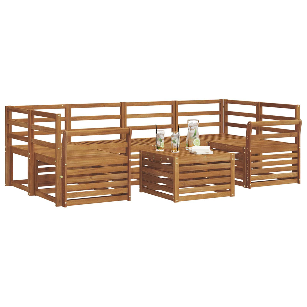 Outdoor-Sofagarnitur 7 stk. Natur Massivholz Akazie