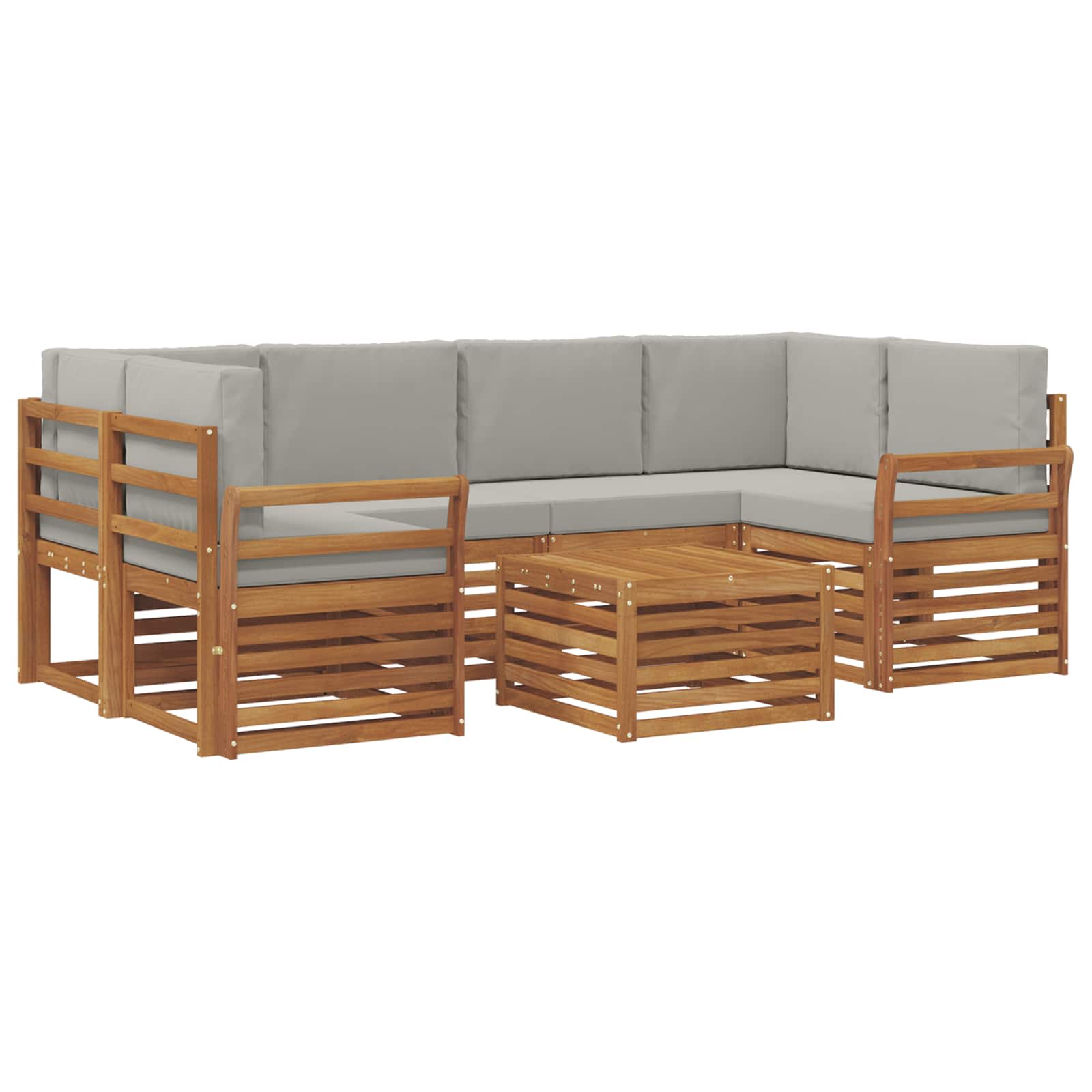 Outdoor-Sofagarnitur mit Kissen 7 pcs Natürlich und Hellgrau