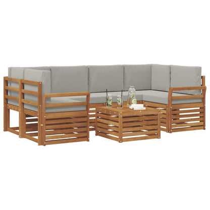 Outdoor-Sofagarnitur 7 stk. Natur und Hellgrau