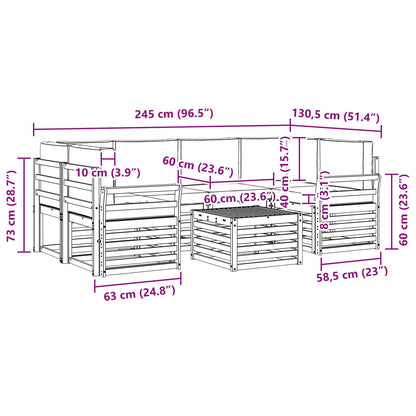 Outdoor-Sofagarnitur 7 stk. Natur und Hellgrau