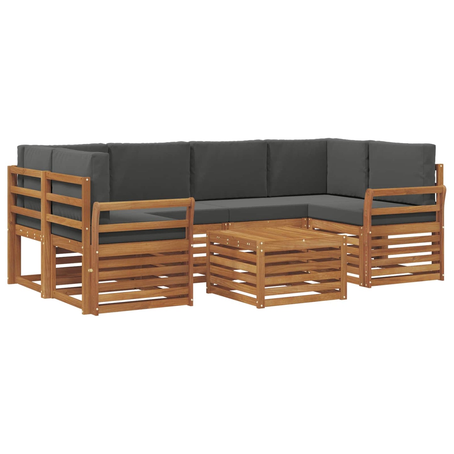 Outdoor-Sofagarnitur 7 stk. Natur und Anthrazit