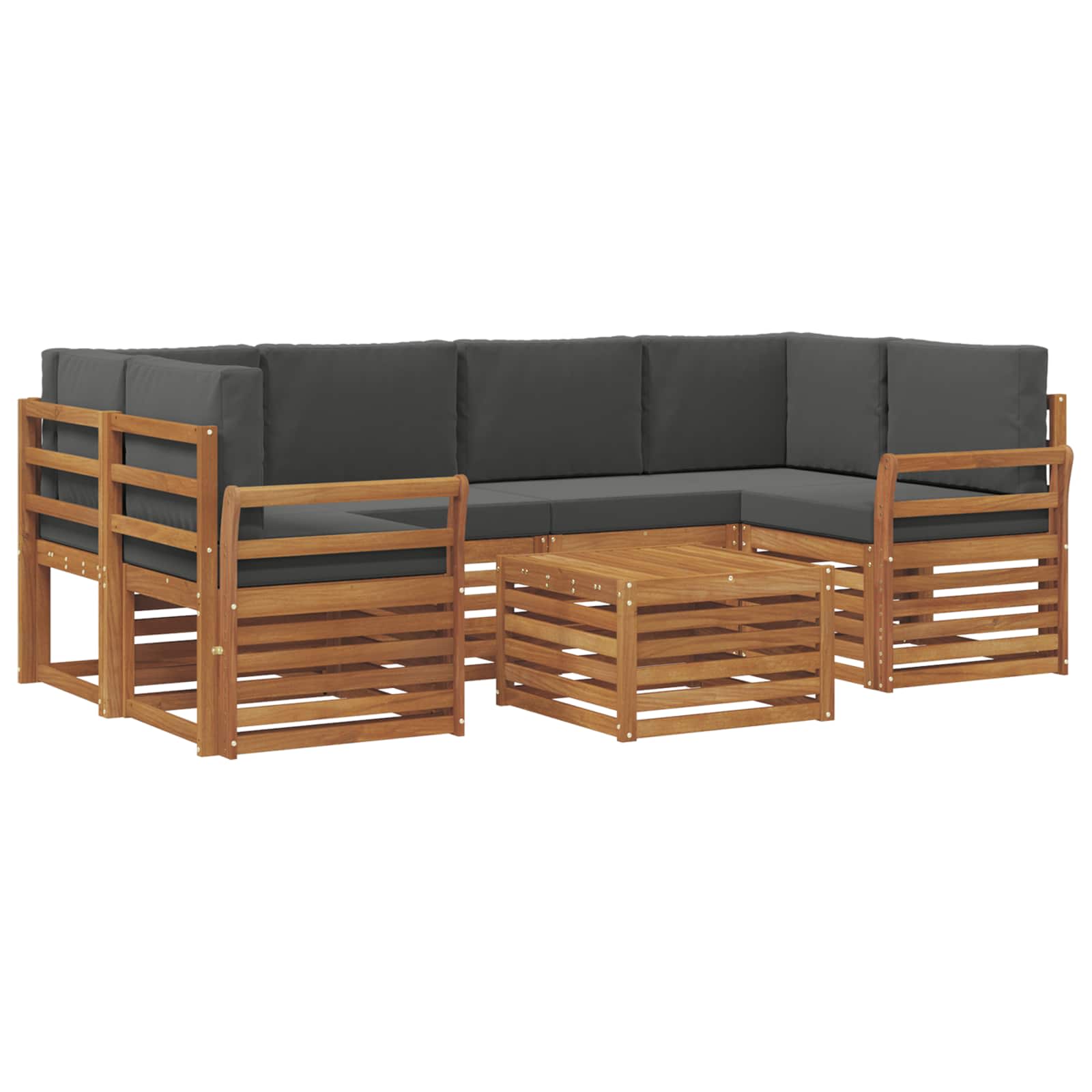 Outdoor-Sofagarnitur 7 stk. Natur und Anthrazit