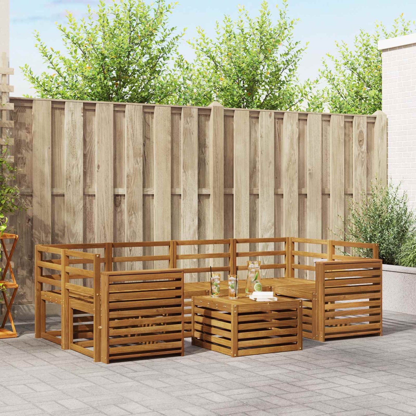 Outdoor-Sofagarnitur 7 pcs Natur Massivholz Akazie