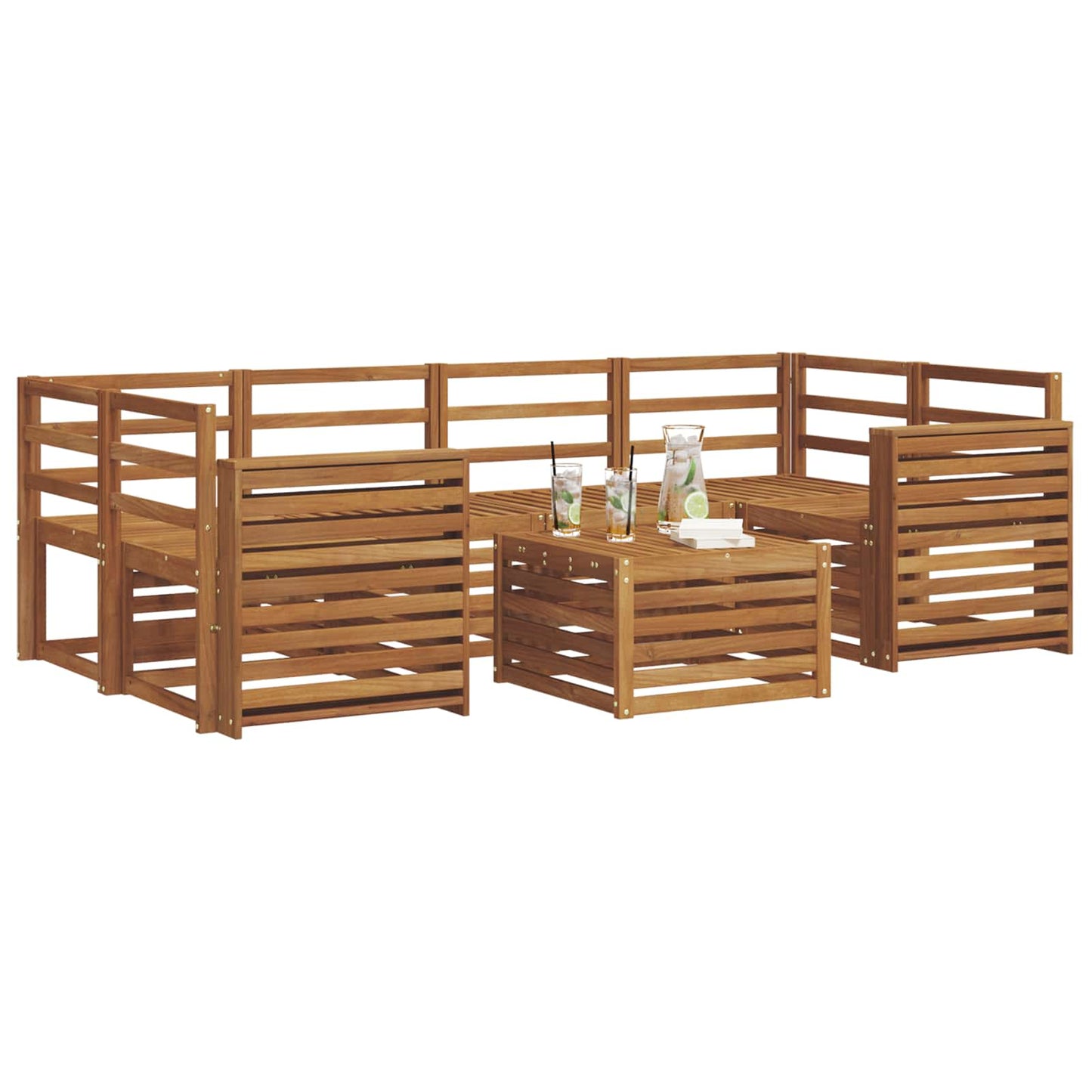 Outdoor-Sofagarnitur 7 pcs Natur Massivholz Akazie