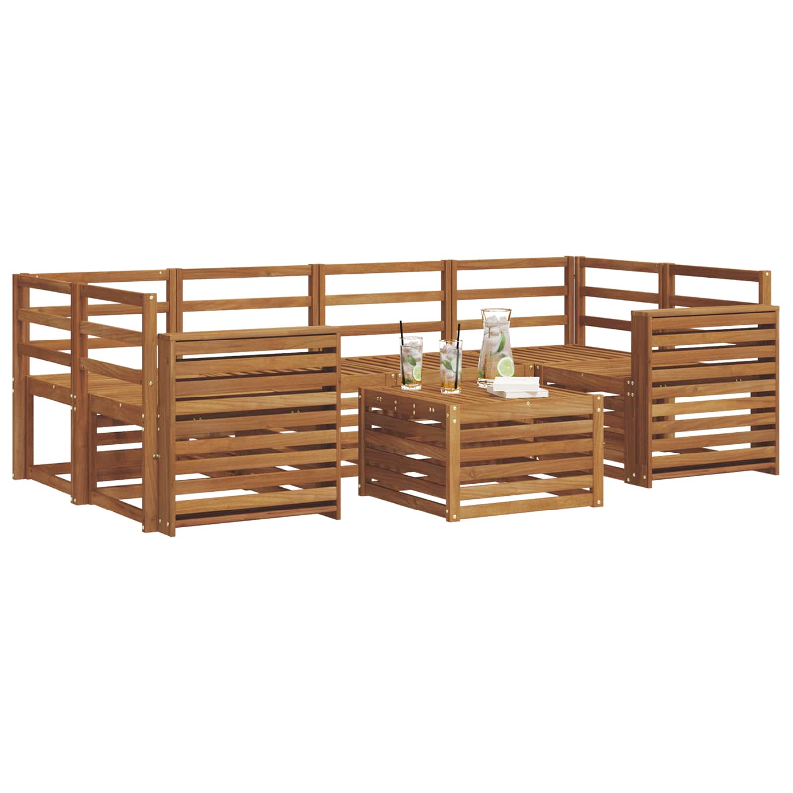 Outdoor-Sofagarnitur 7 pcs Natur Massivholz Akazie