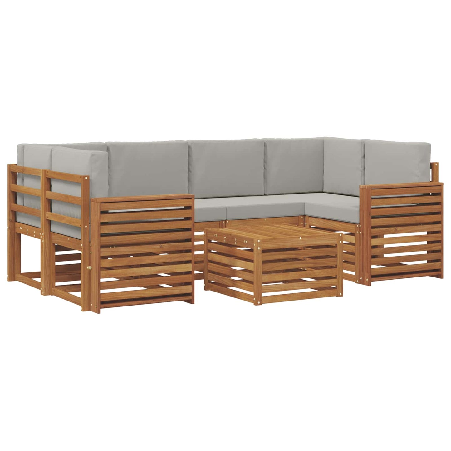 Outdoor-Sofagarnitur mit Kissen 7 pcs Natürlich und Hellgrau
