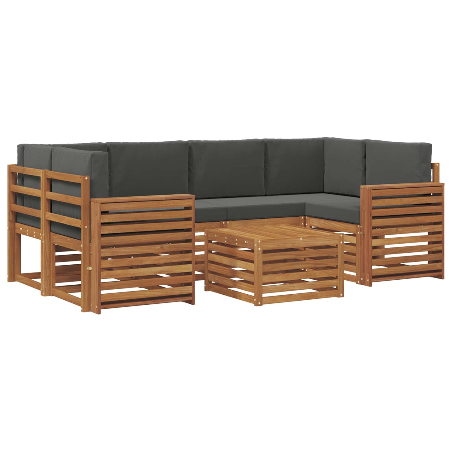 Outdoor-Sofagarnitur 7 stk. Natur und Anthrazit