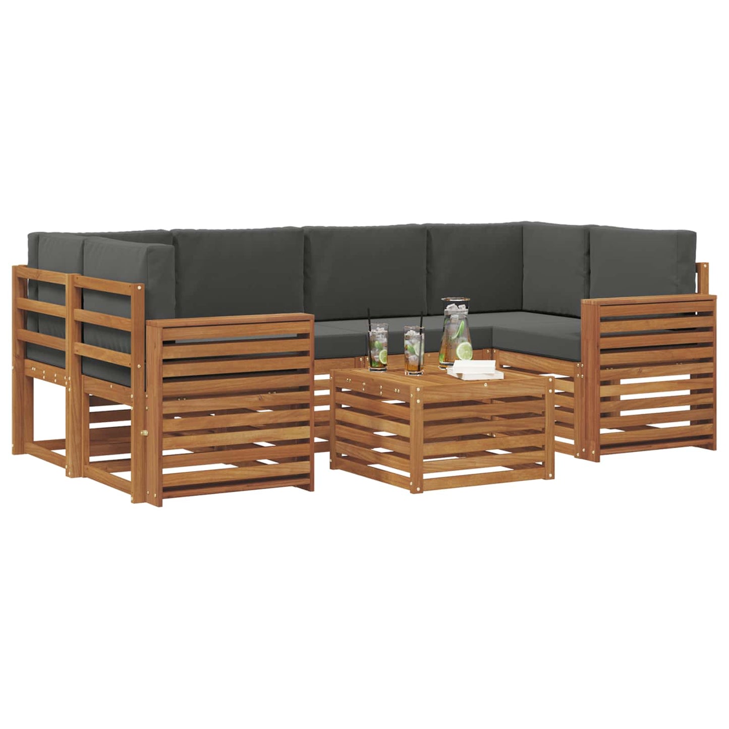 Outdoor-Sofagarnitur 7 stk. Natur und Anthrazit