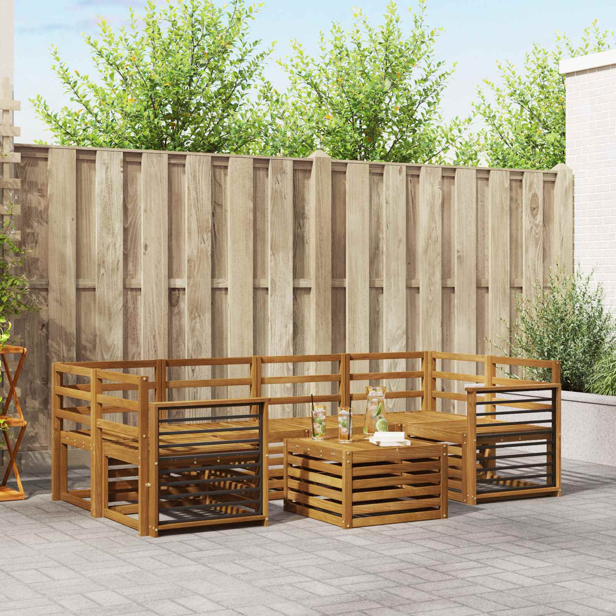 Outdoor-Sofagarnitur 7 stk. Natur Massivholz Akazie