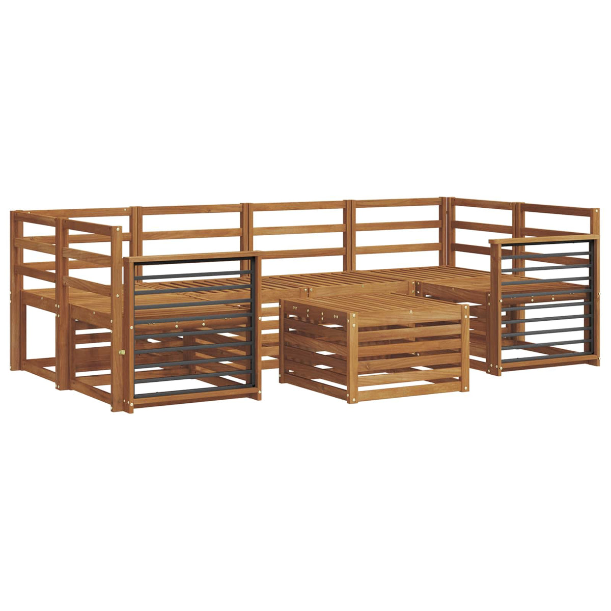 Outdoor-Sofagarnitur 7 stk. Natur Massivholz Akazie