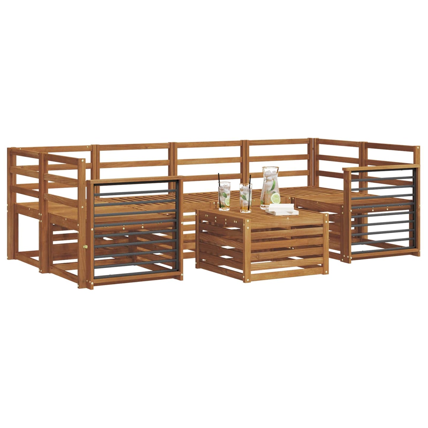 Sofagarnituren 7 pcs Natur Massivholz Akazie