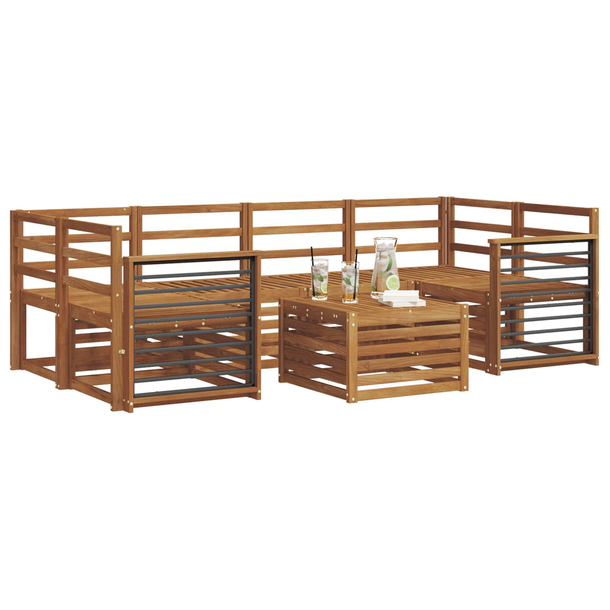 Outdoor-Sofagarnitur 7 stk. Natur Massivholz Akazie