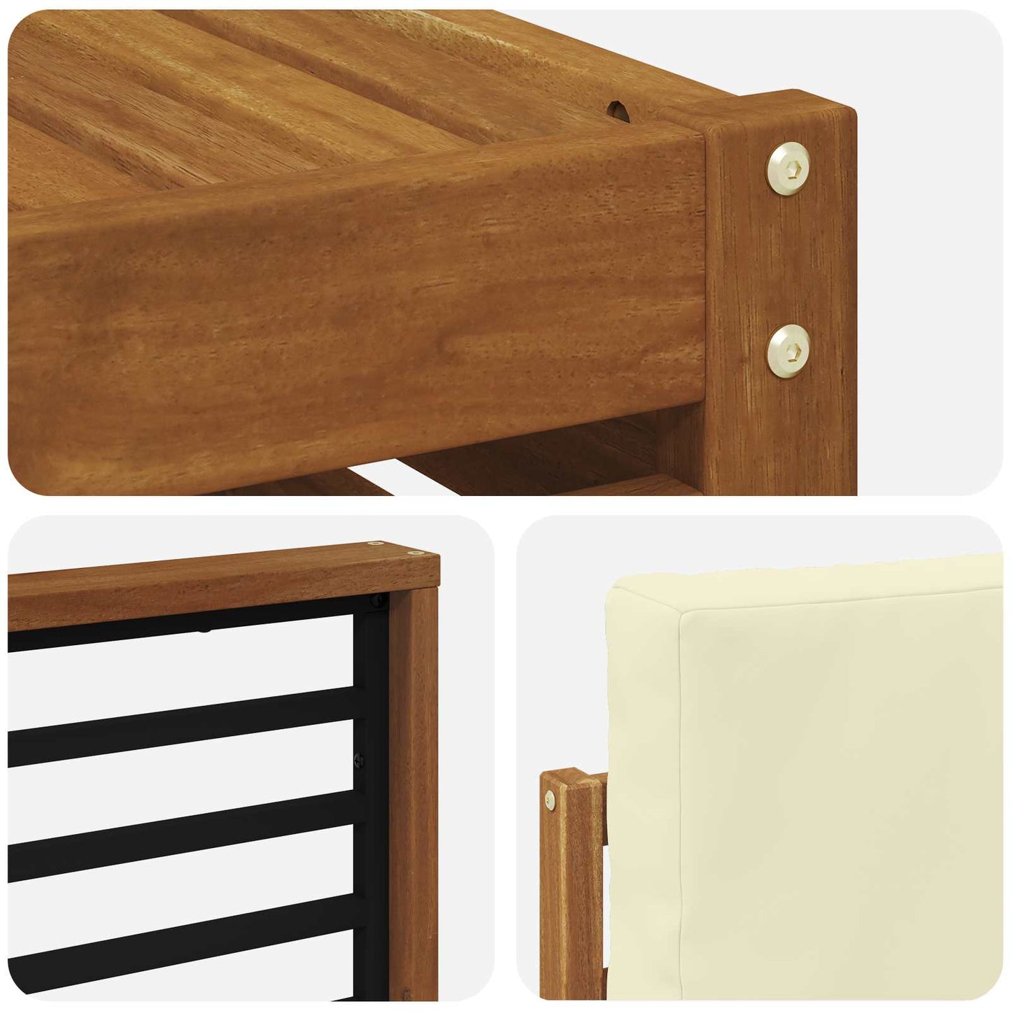 Outdoor-Sofagarnitur 7 stk. Natur und Creme Massivholz Akazie