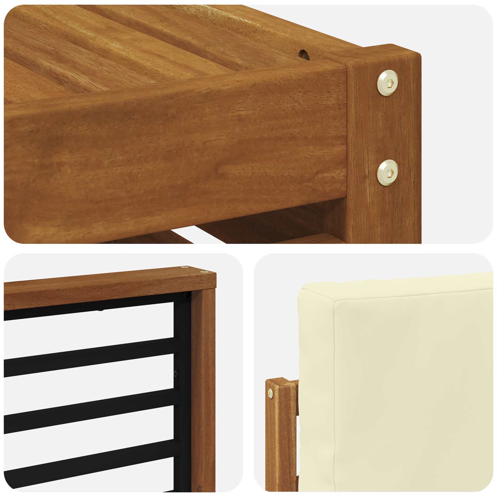 Outdoor-Sofagarnitur 7 stk. Natur und Creme Massivholz Akazie
