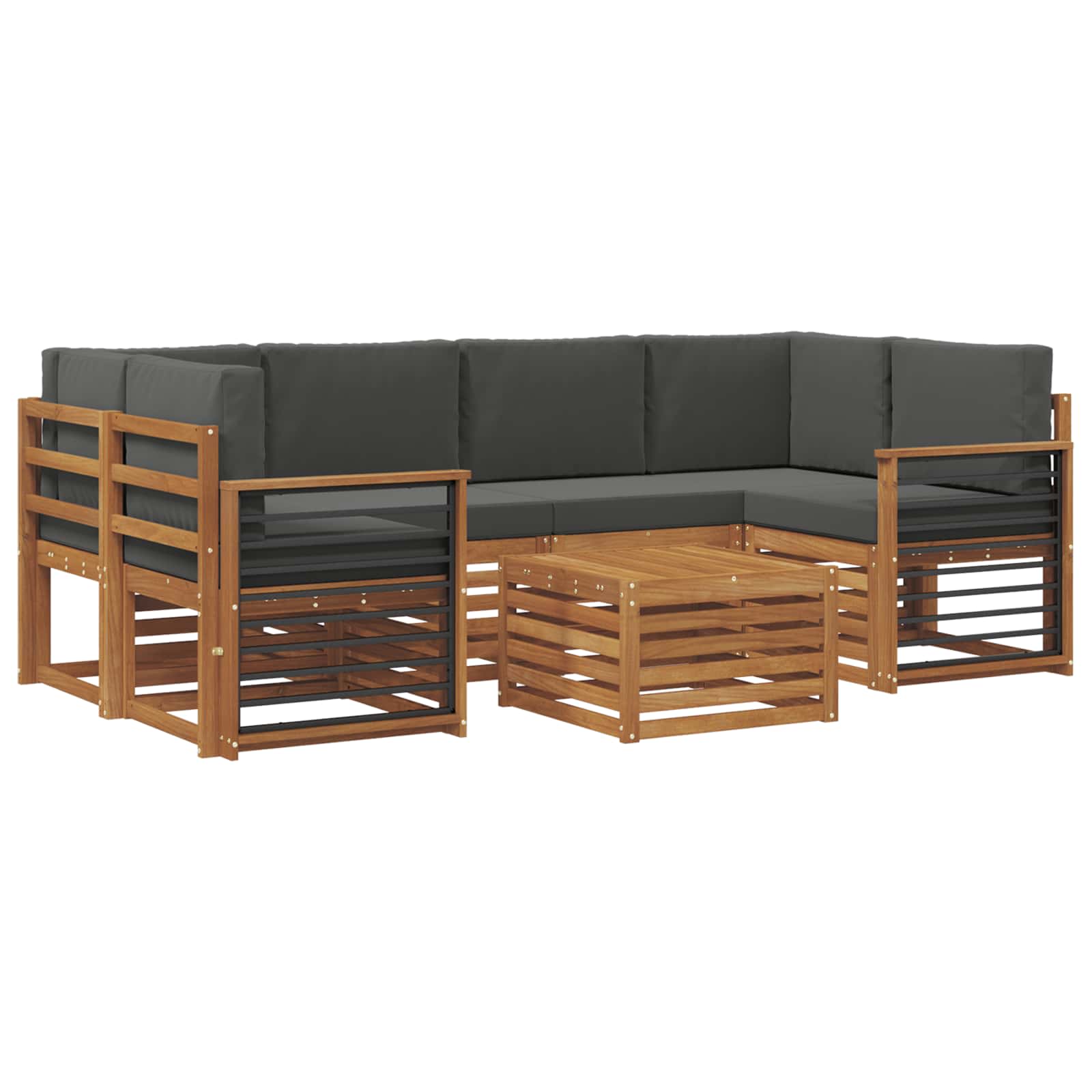 Outdoor-Sofagarnitur 7 stk. Natur und Anthrazit