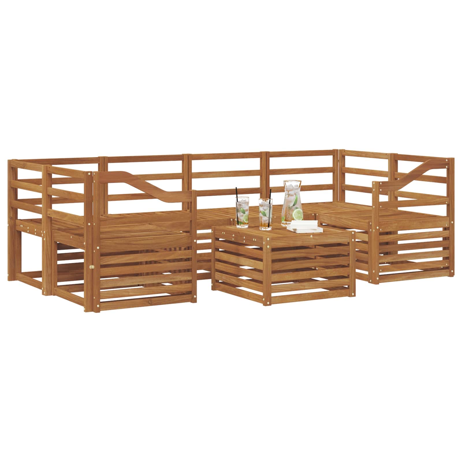 Outdoor-Sofagarnitur 7 pcs Natur Massivholz Akazie