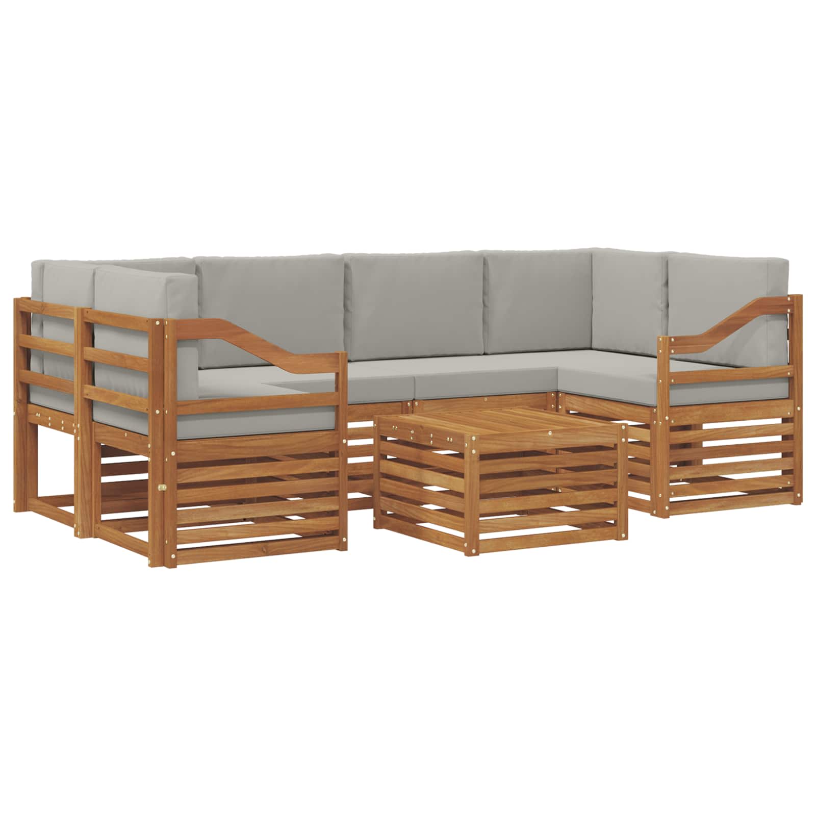 Outdoor-Sofagarnitur mit Kissen 7 pcs Natürlich und Hellgrau