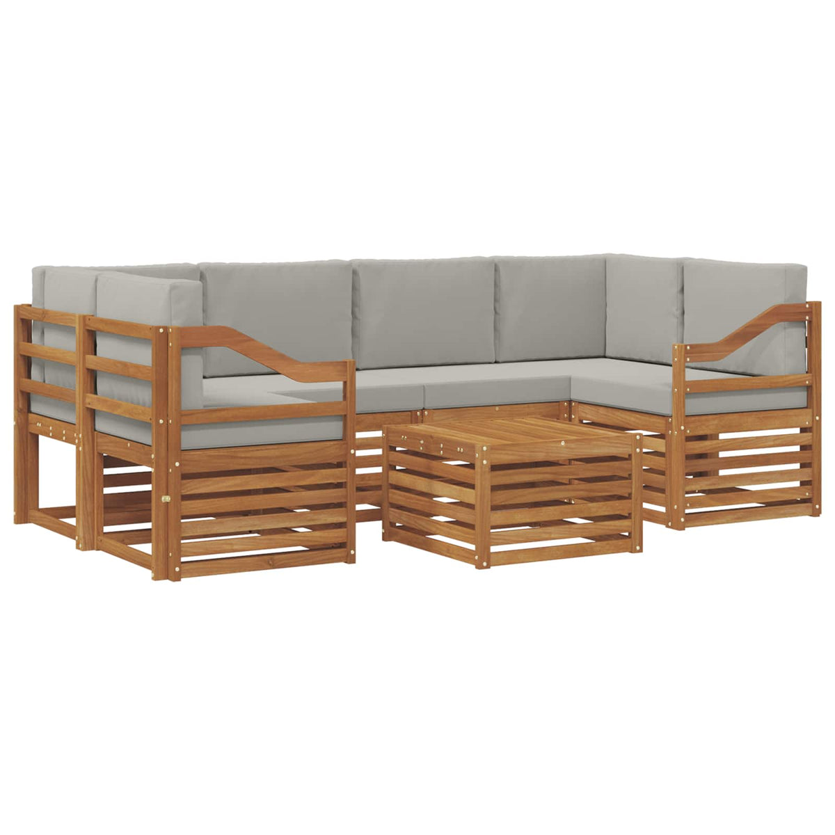 Outdoor-Sofagarnitur 7 stk. Natur und Hellgrau